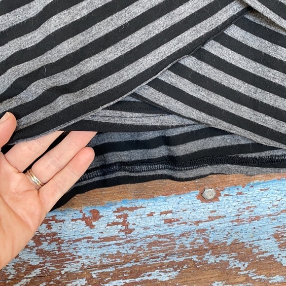 Market & Spruce Brentwood Tiered Black & Gray Striped Dress - Picture 5 of 7